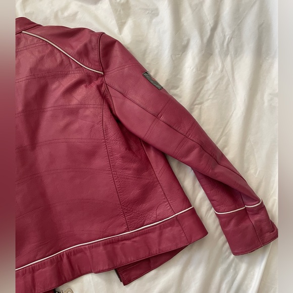 extasy fuschia pink leather moto jacket - Picture 2 of 14